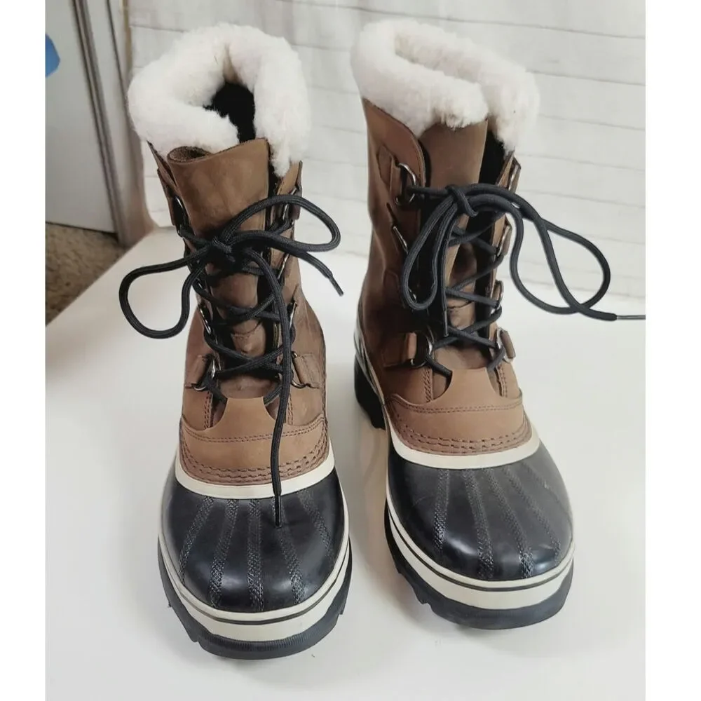SOREL 1964 Pac Nylon Waterproof Snow Boots in Tabacco Black, sz 8.5